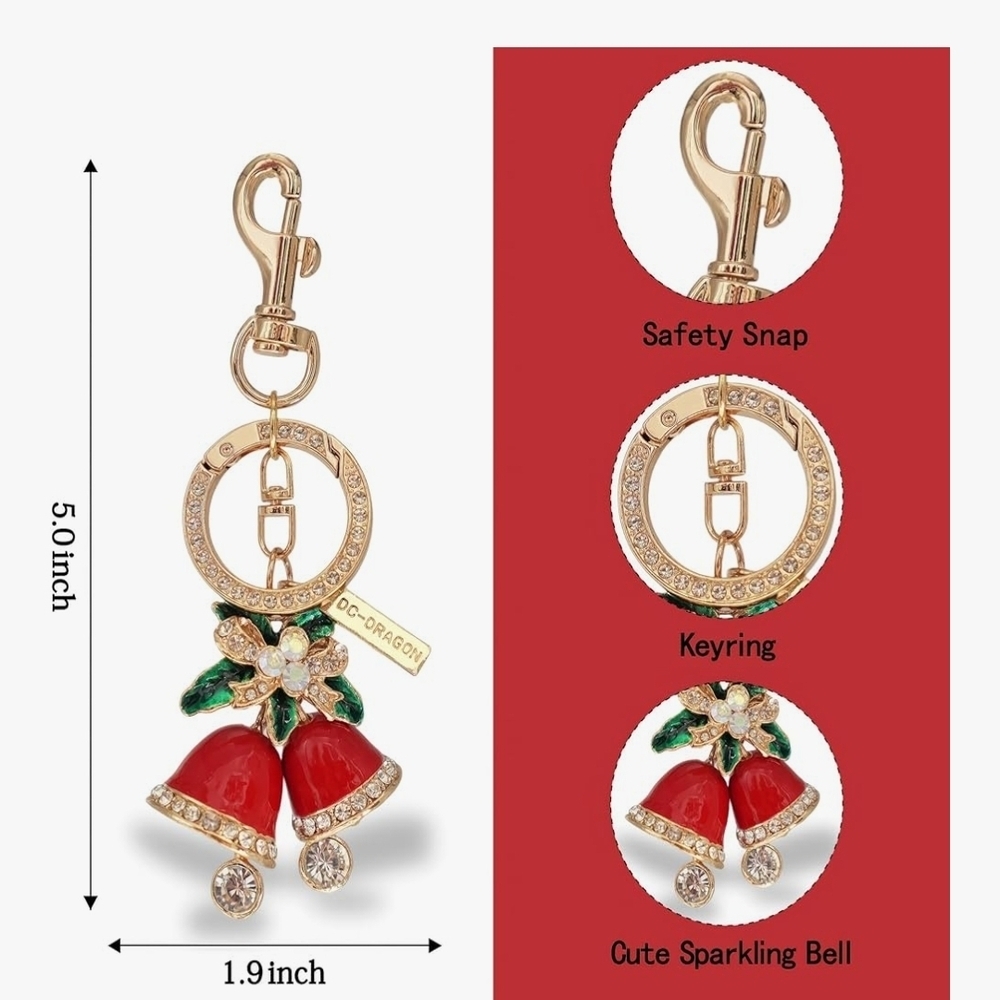 Crystal Bell Cute Rhinestone Bag Charm - Picture 2 of 7